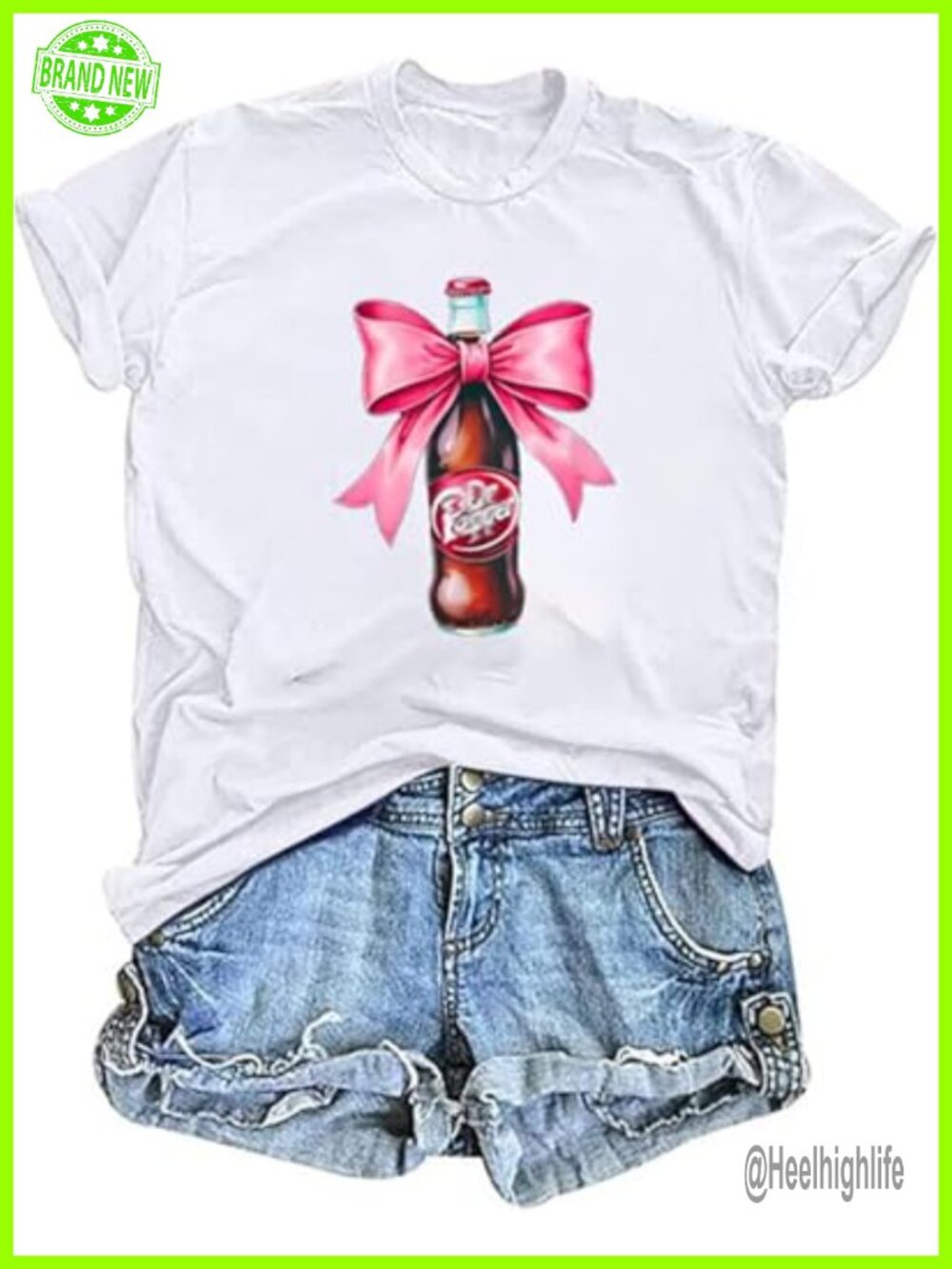 Coquette Bow Drinking Graphic Tee Women Short Sleeve Cotton Blend Crew Neck